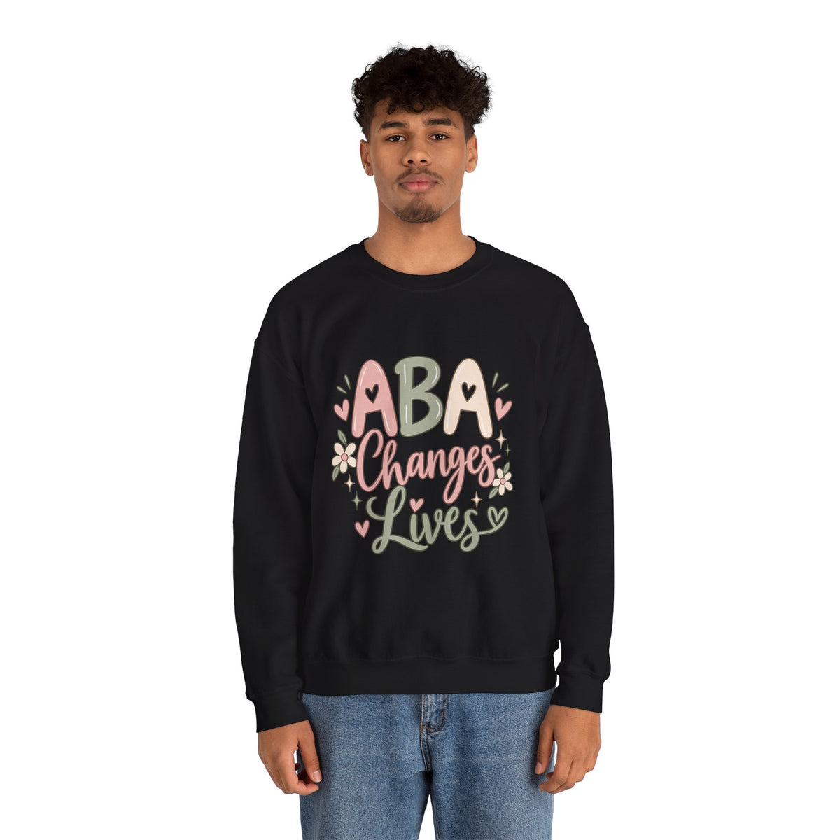 ABA Changes Lives Sweatshirt | Autism Therapy Awareness, Pastel Floral Design