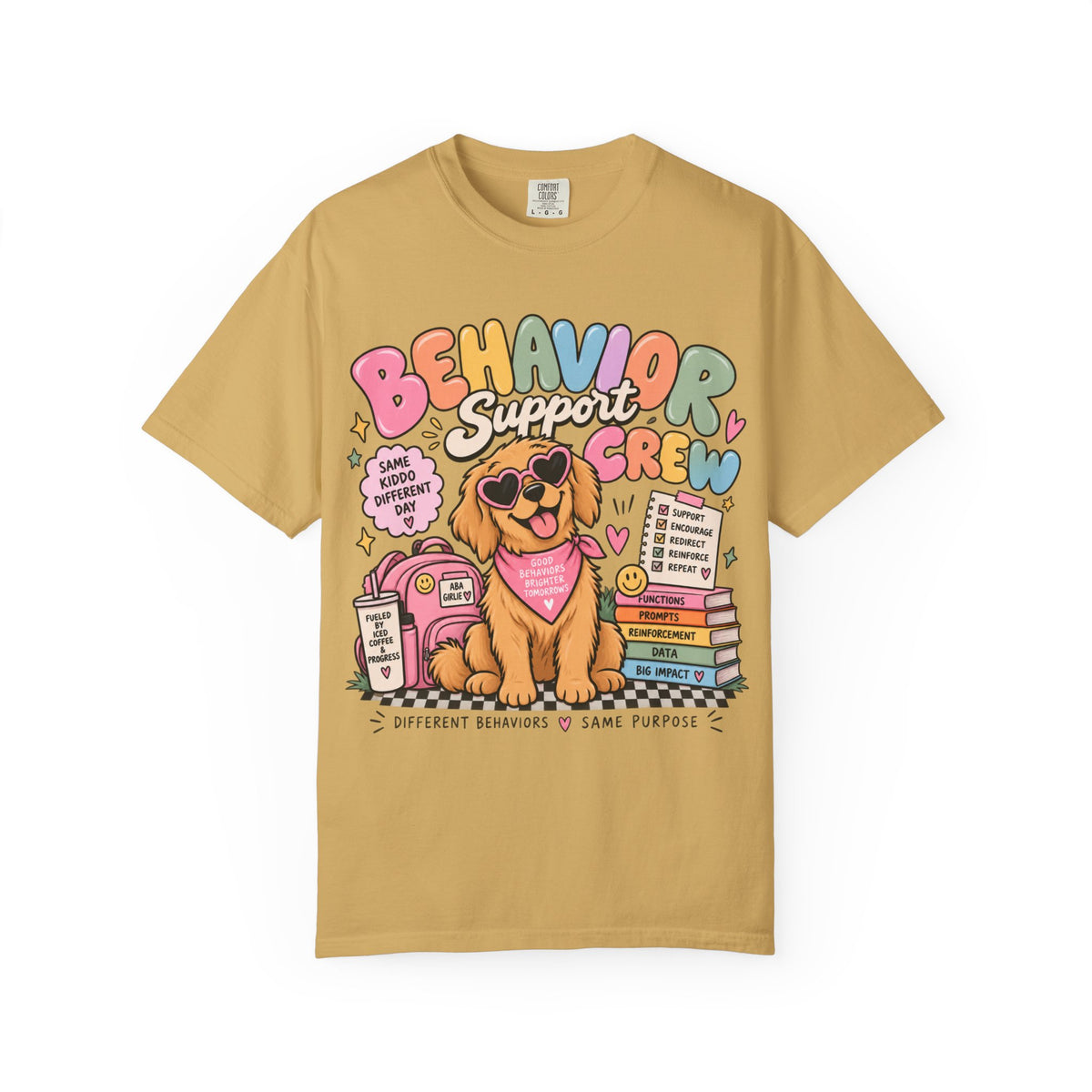 Behavior Support Crew T-shirt | Golden Retriever School Therapy Design