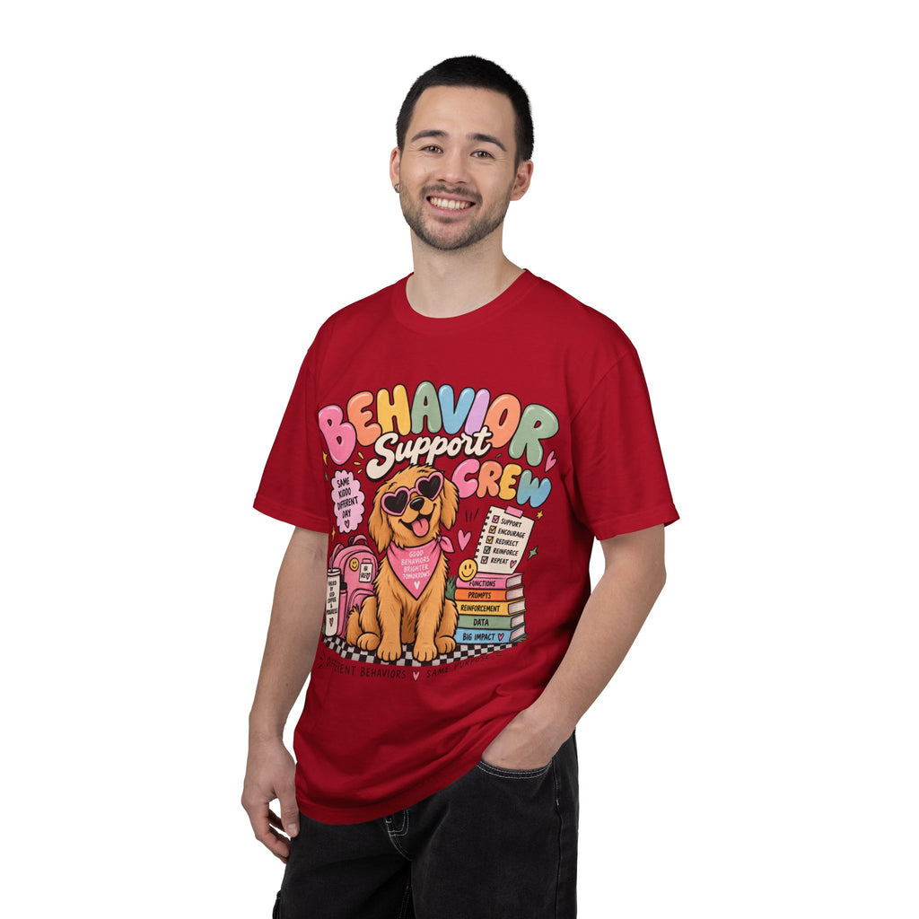 Behavior Support Crew T-shirt | Golden Retriever School Therapy Design