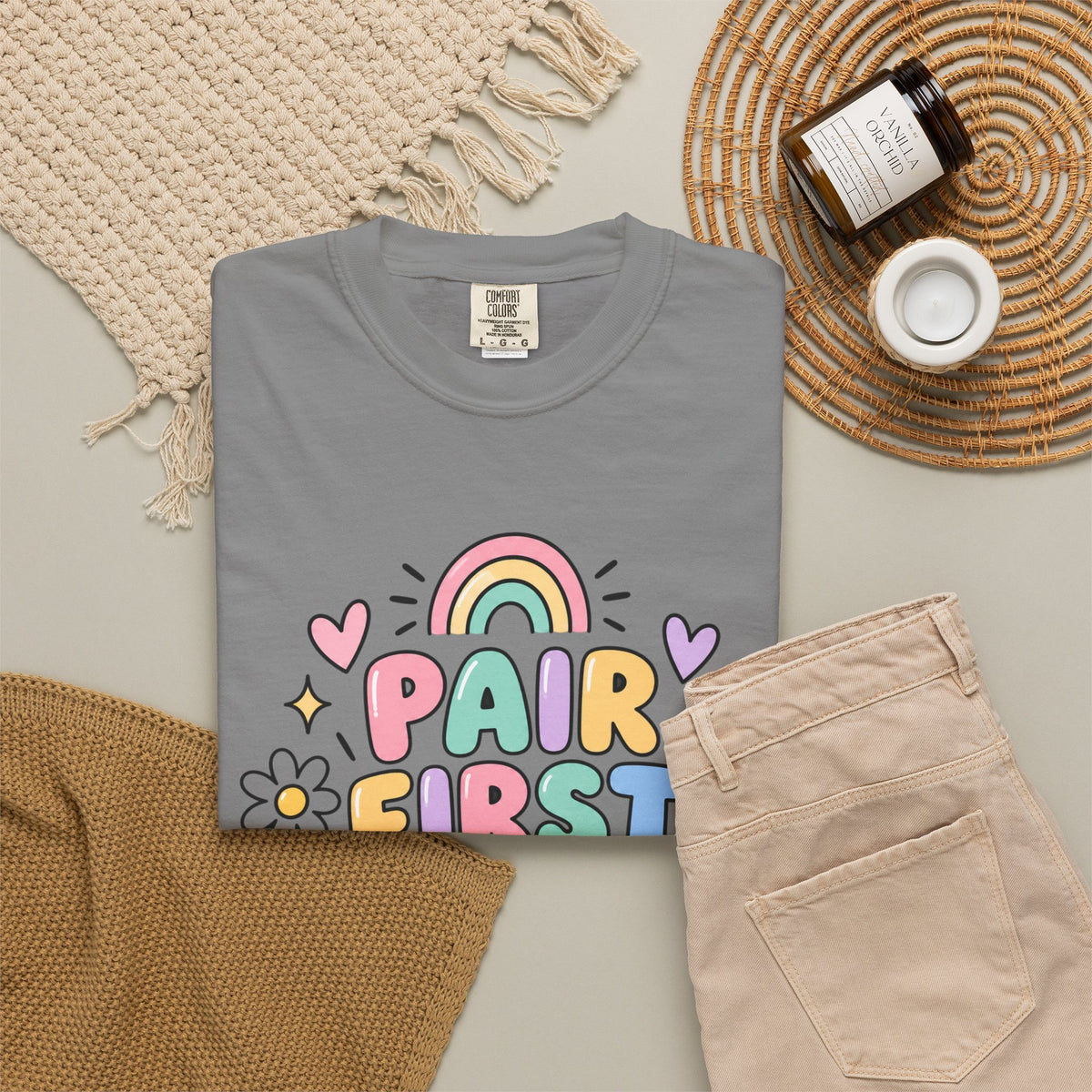 Pair First Teach Second T-Shirt | Cute Rainbow Classroom Design