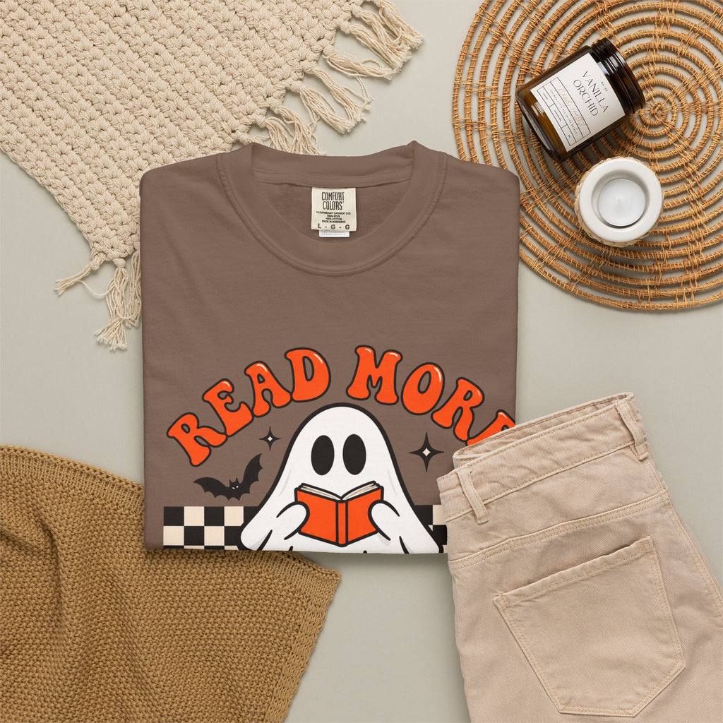 Read More Booooks ghost reading T-Shirt | Halloween book lover tee