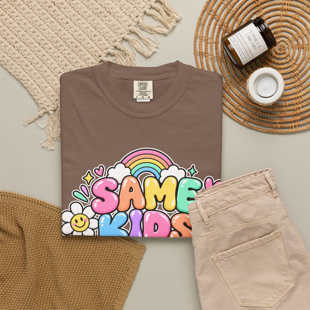 Same Kids Different Day T-shirt | Retro Rainbow Floral Typography