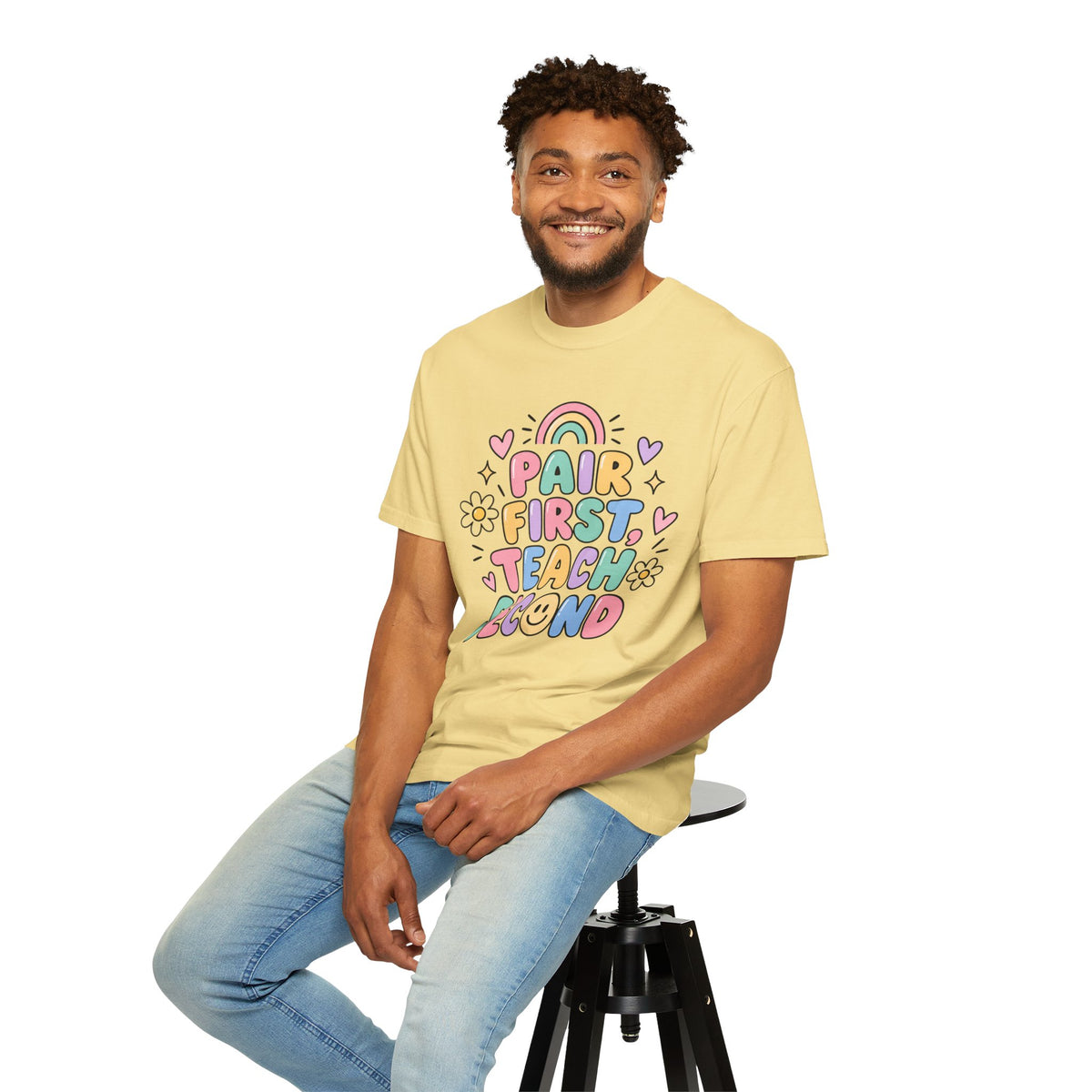 Pair First Teach Second T-Shirt | Cute Rainbow Classroom Design