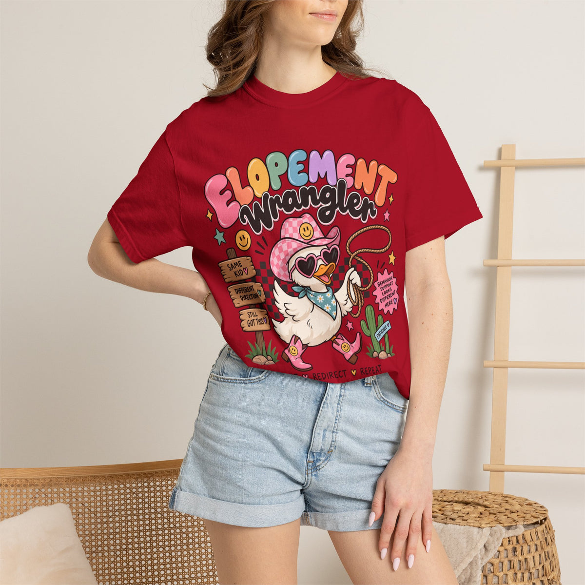 Elopement T-shirt | Cute Cowboy Sloth Illustration, Western Floral Tee