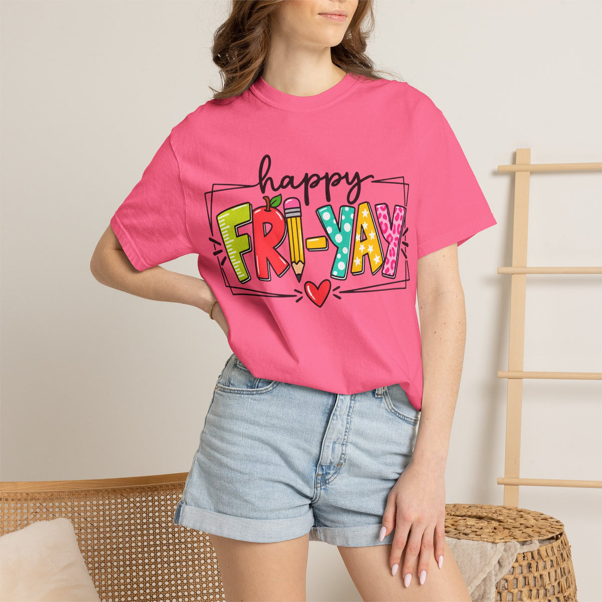 Happy Fri-yay Colorful Graphic T-shirt | Cute Friday Celebration Tee