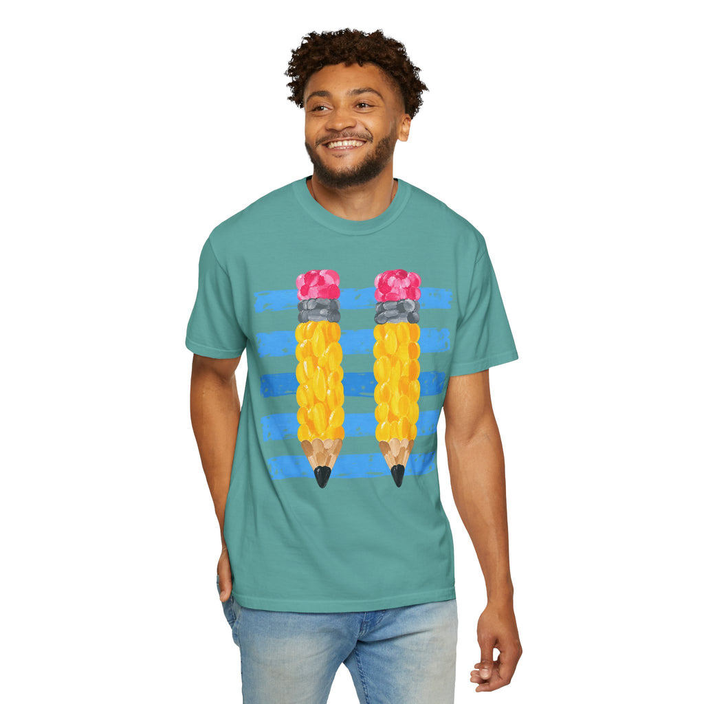 Braided Pencil Illustration T-Shirt | School Art Teacher Tee