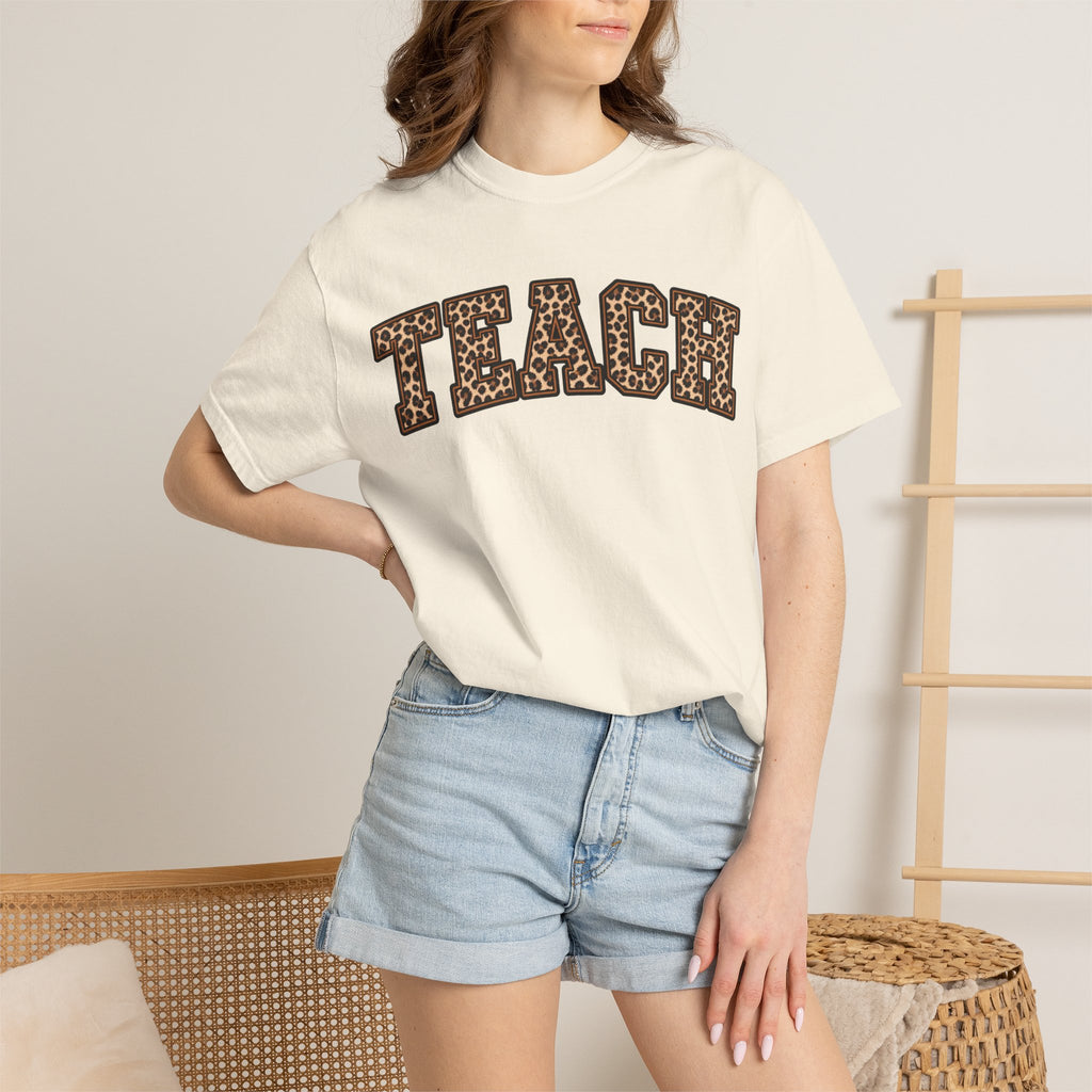 Leopard Print TEACH T-Shirt | Teacher Shirt, Animal Print Typography