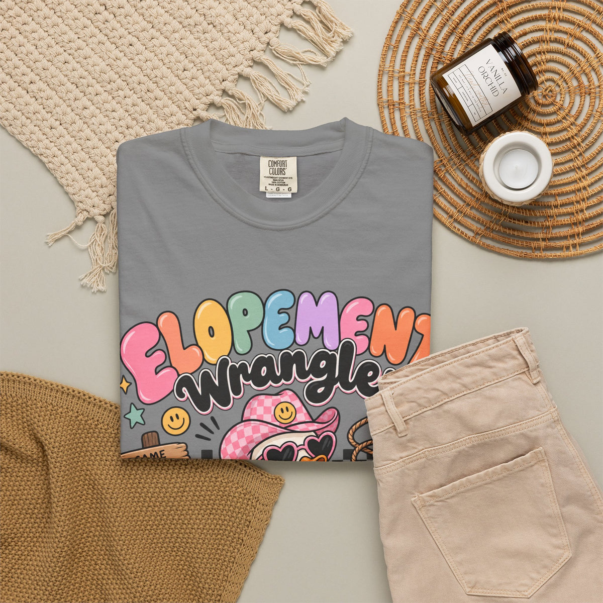 Elopement T-shirt | Cute Cowboy Sloth Illustration, Western Floral Tee