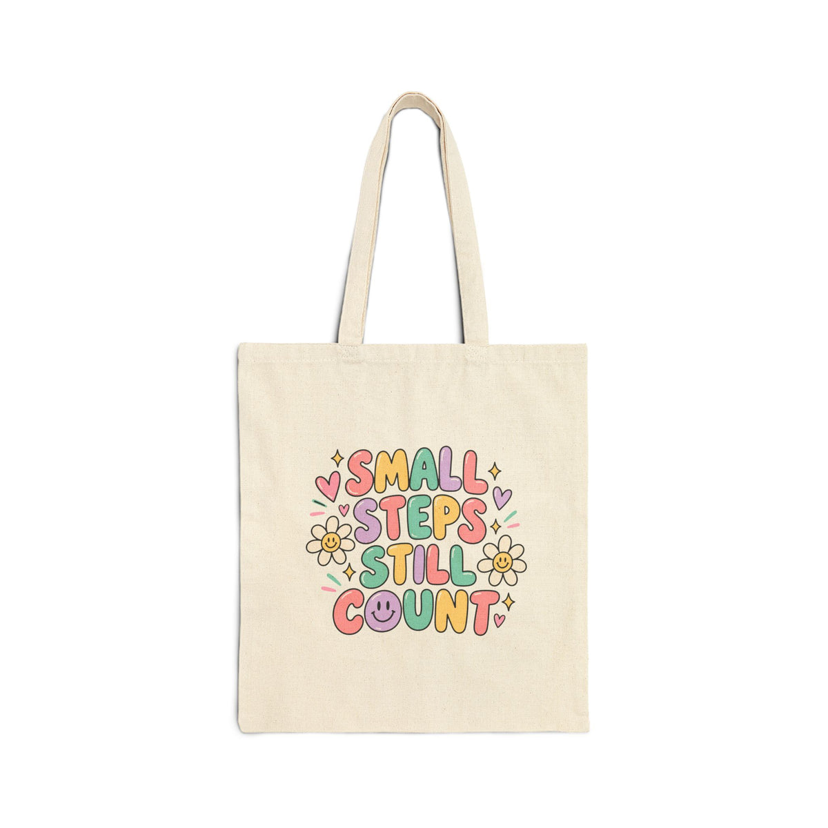 Small Steps Still Count Tote Bag | Pastel Floral Positive Quote