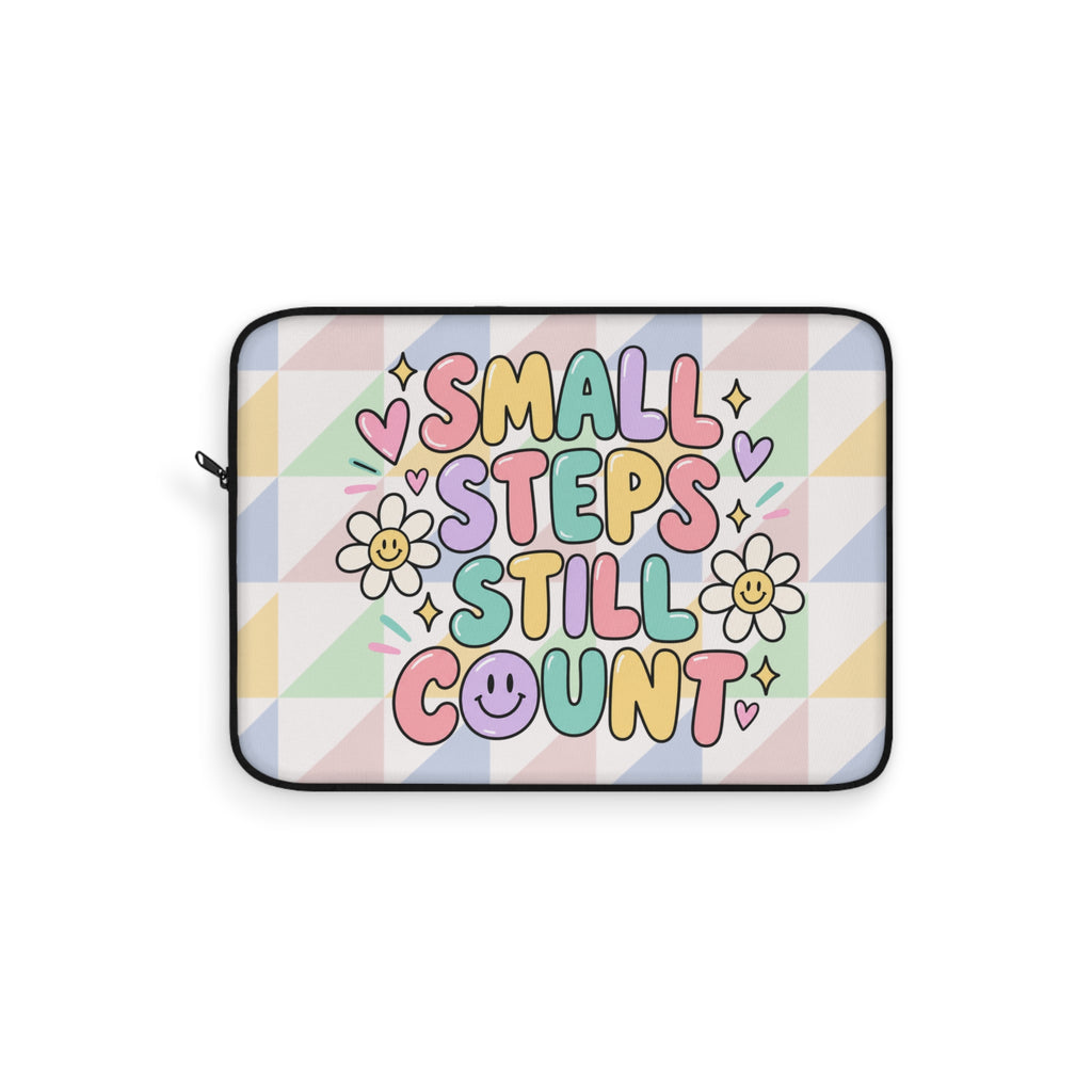 Small Steps Still Count Laptop Sleeve | Pastel Motivational Design
