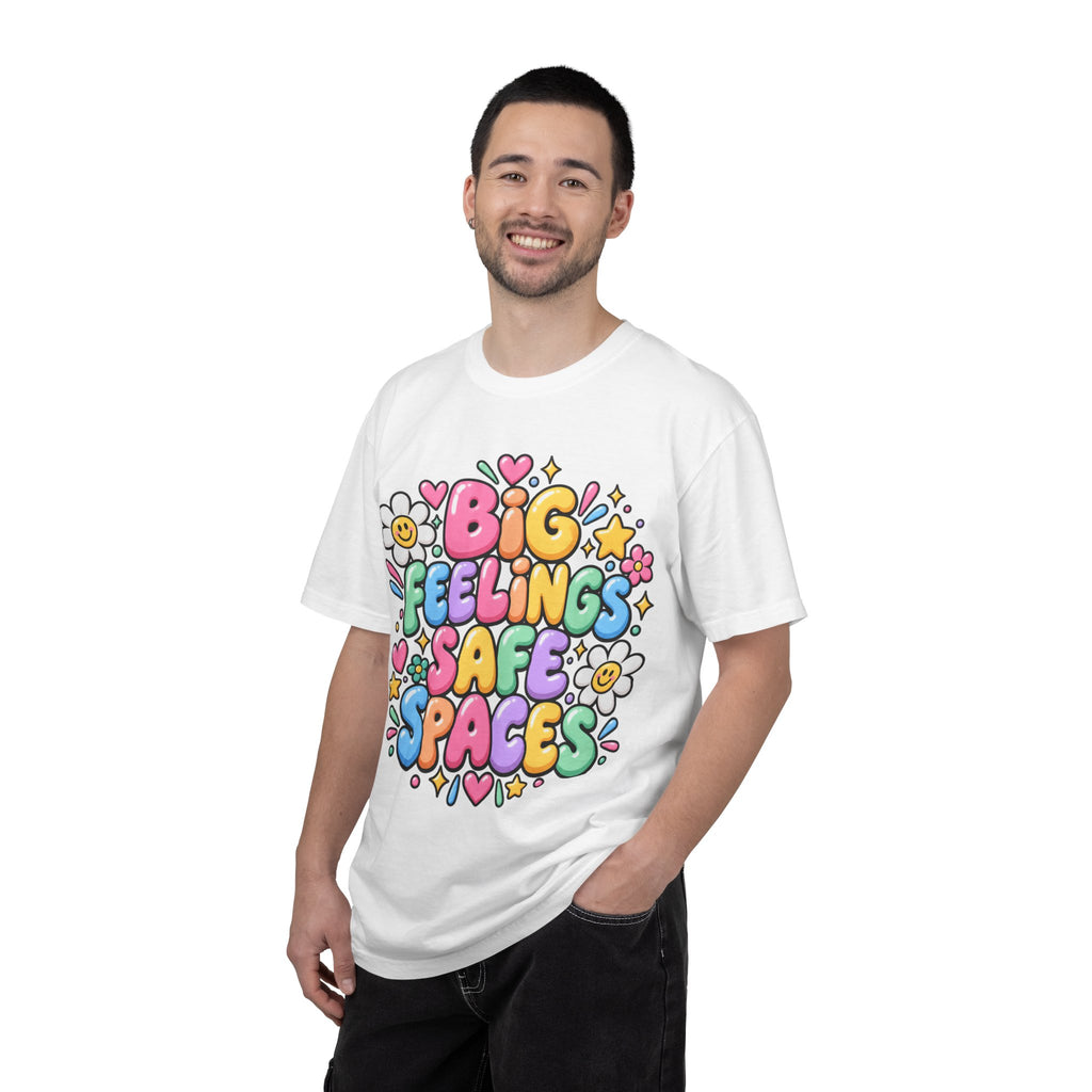 Big Feelings Safe Spaces T-shirt | Pastel Cute Floral Typography