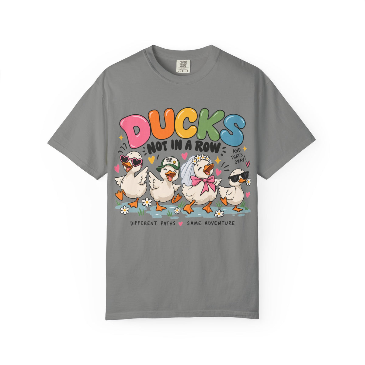 Ducks Not In A Row tee | Cute Duck Illustration T-Shirt, Different Paths Same Adventure