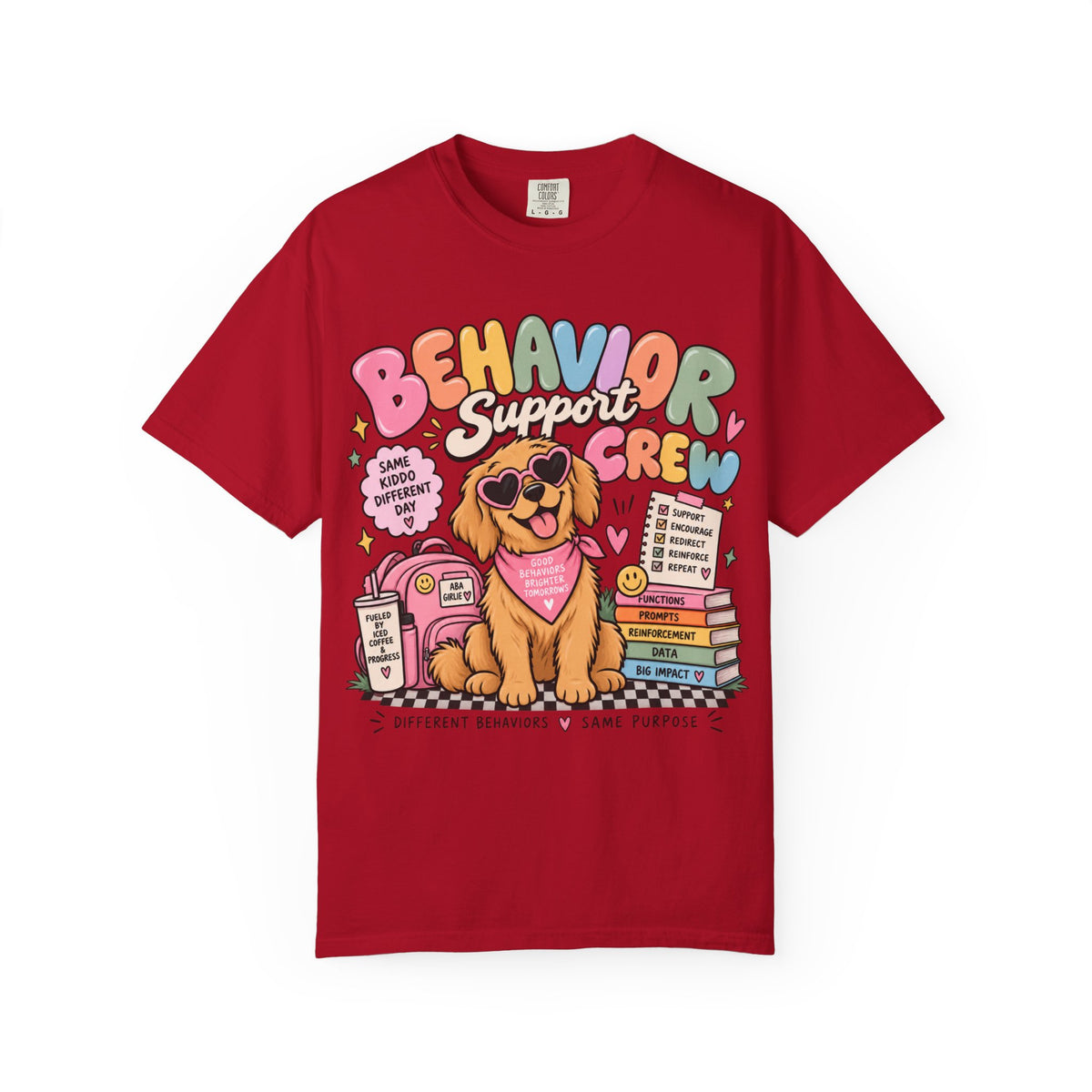 Behavior Support Crew T-shirt | Golden Retriever School Therapy Design