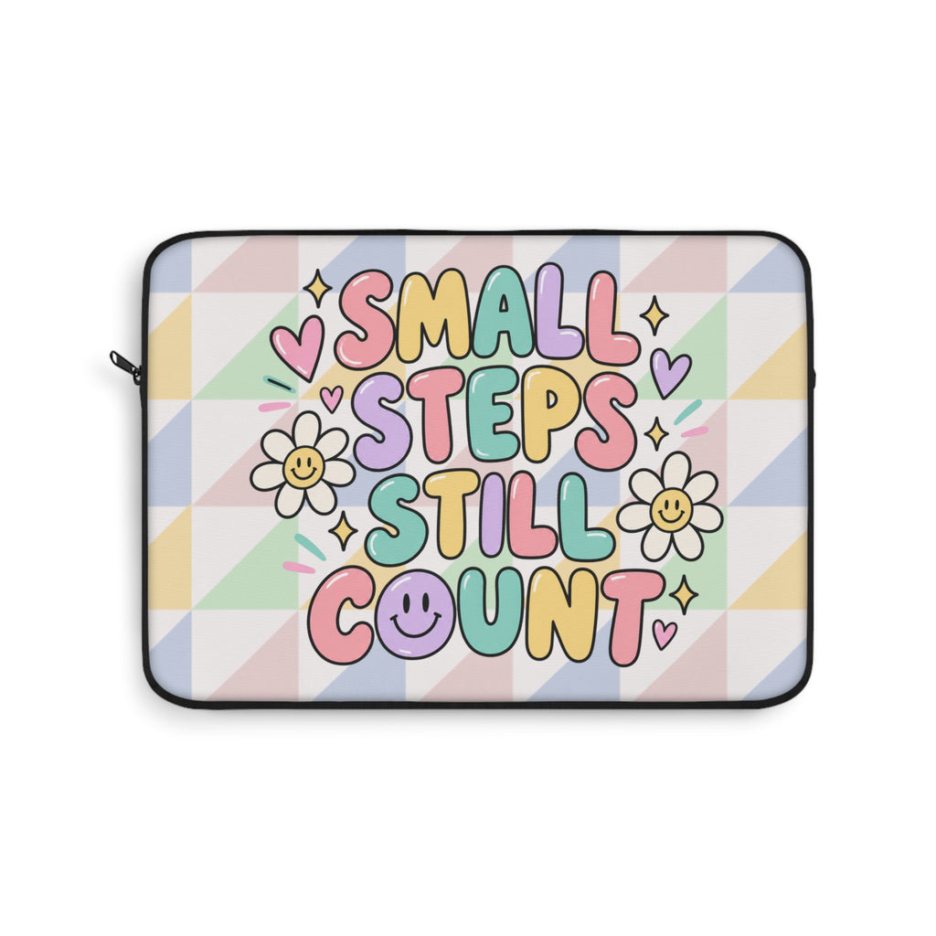 Small Steps Still Count Laptop Sleeve | Pastel Motivational Design