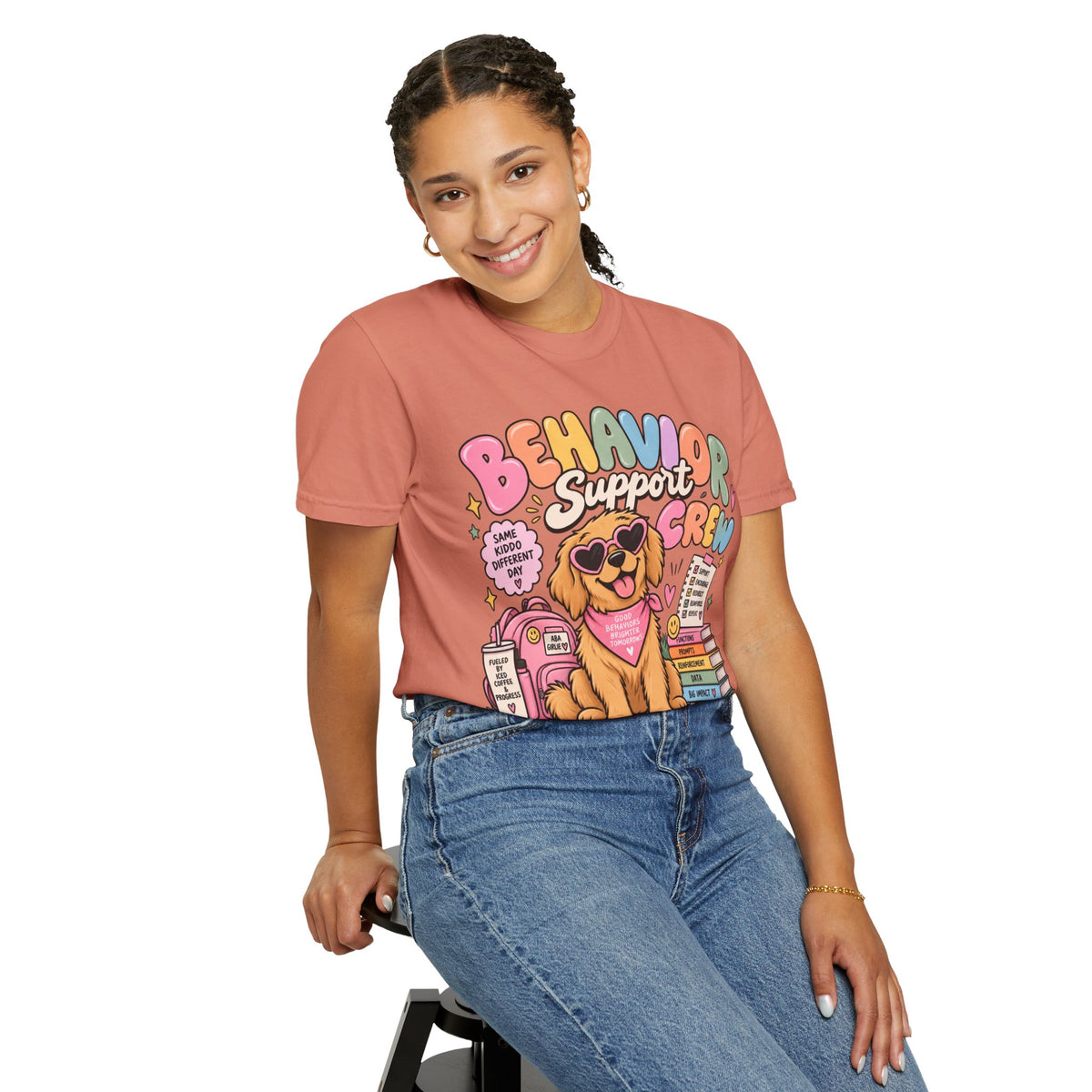 Behavior Support Crew T-shirt | Golden Retriever School Therapy Design