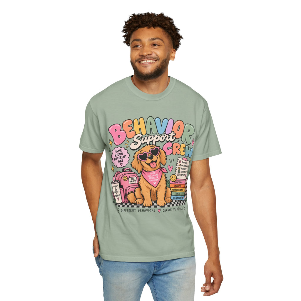 Behavior Support Crew T-shirt | Golden Retriever School Therapy Design
