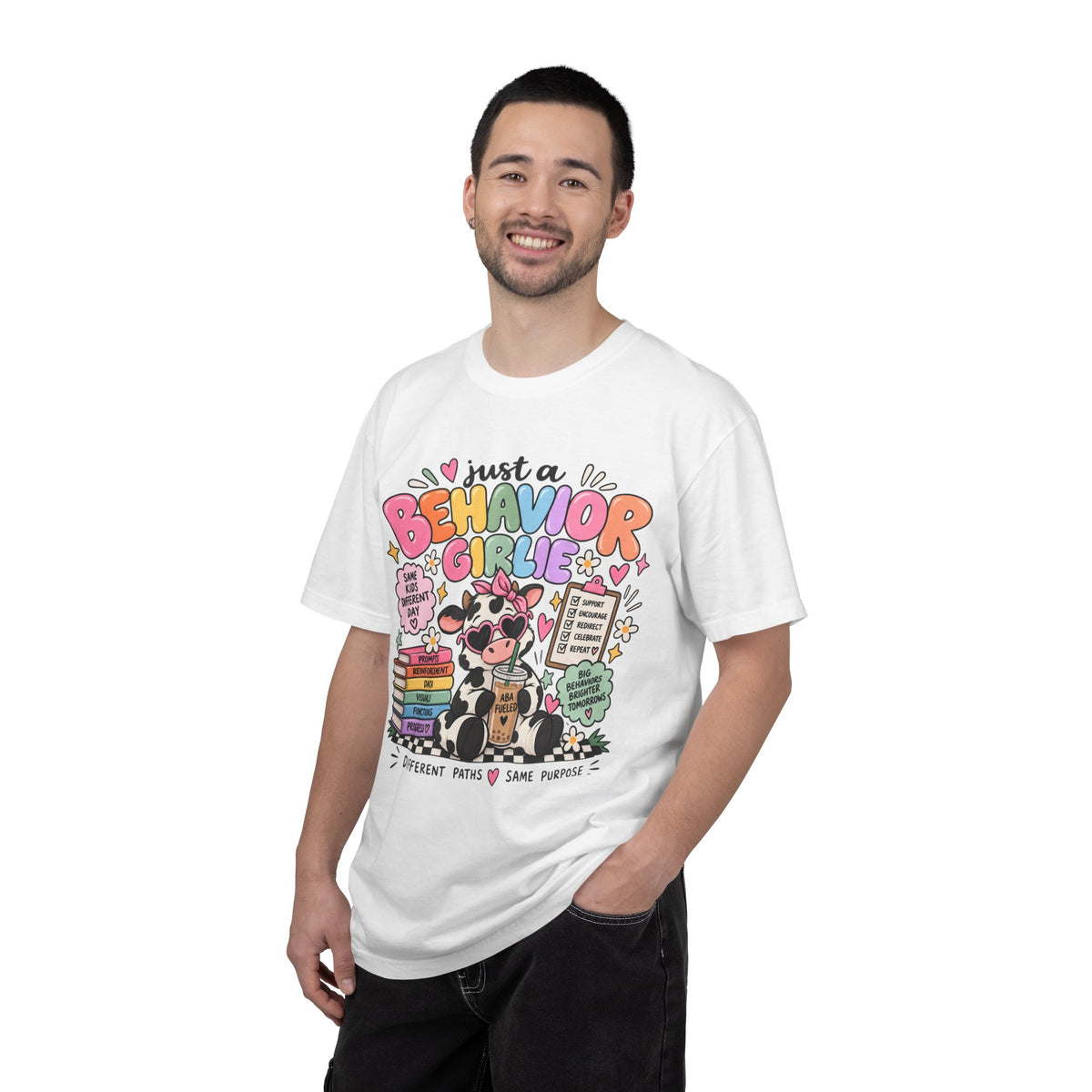 Just a Behavior Girl T-shirt | Cute Cow Therapist Illustration