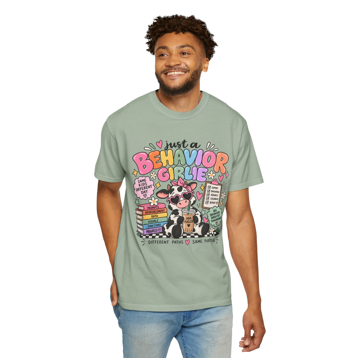 Just a Behavior Girl T-shirt | Cute Cow Therapist Illustration