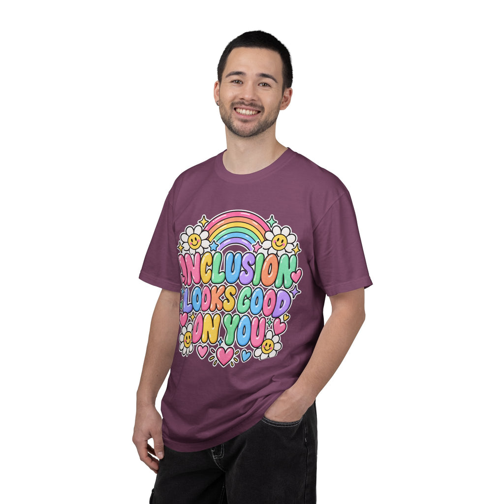Inclusion Looks Good On You T-Shirt | Rainbow Smiles Graphic Tee