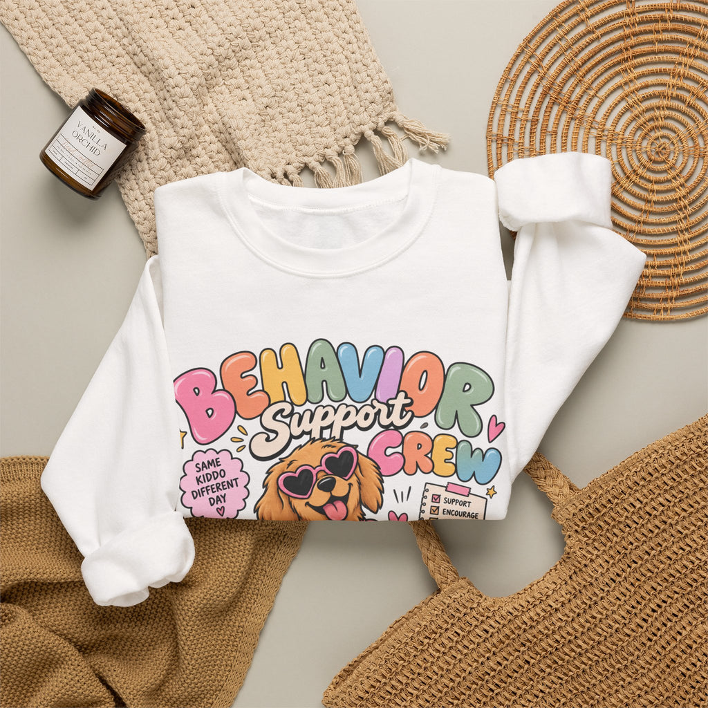 Behavior Support Crew sweatshirt | School Therapy Dog Design, Books & Classroom Icons