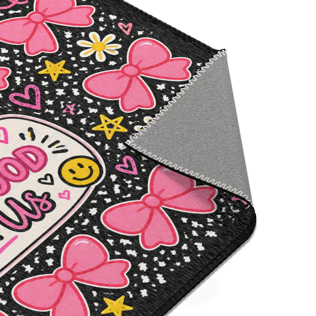 Learning Looks Good On Us Area Rug | Pink Bows, Stars, Classroom Decor