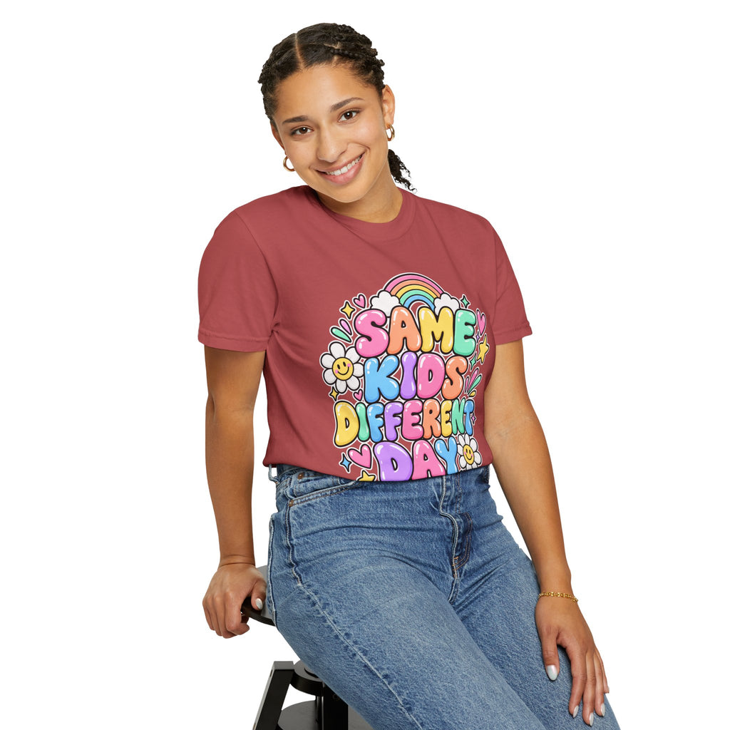 Same Kids Different Day T-shirt | Retro Rainbow Floral Typography