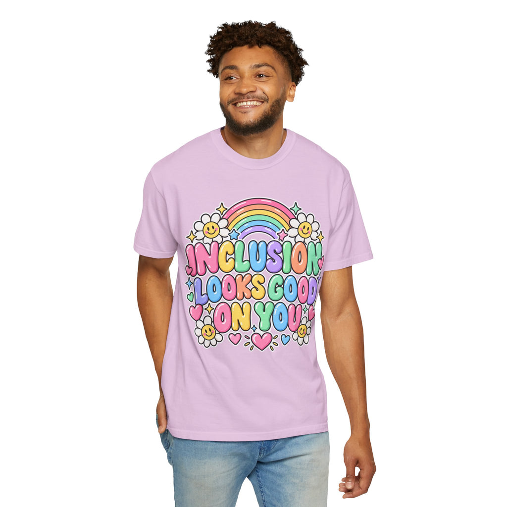 Inclusion Looks Good On You T-Shirt | Rainbow Smiles Graphic Tee