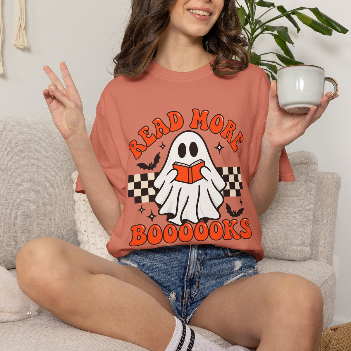 Read More Booooks ghost reading T-Shirt | Halloween book lover tee