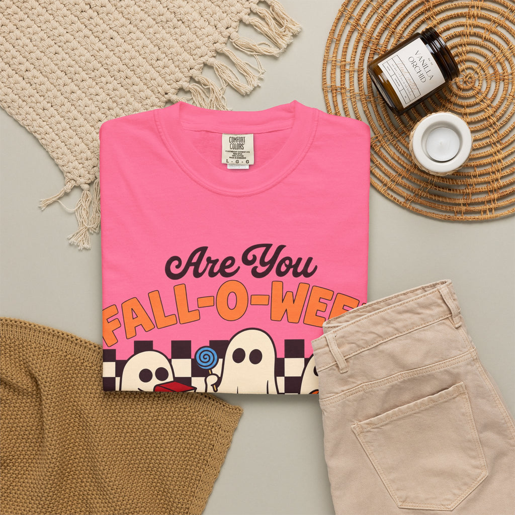 Fall-o-ween Ghosts Directions? T-shirt | Halloween pumpkin retro graphic