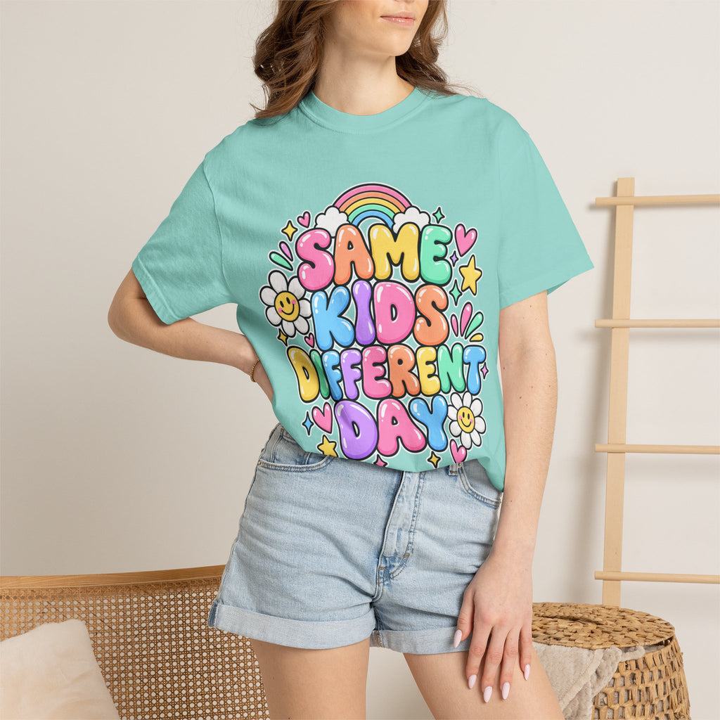 Same Kids Different Day T-shirt | Retro Rainbow Floral Typography