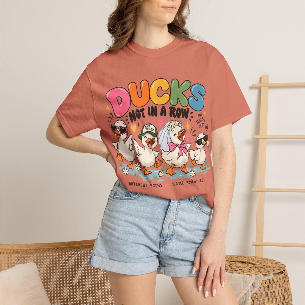 Ducks Not In A Row tee | Cute Duck Illustration T-Shirt, Different Paths Same Adventure
