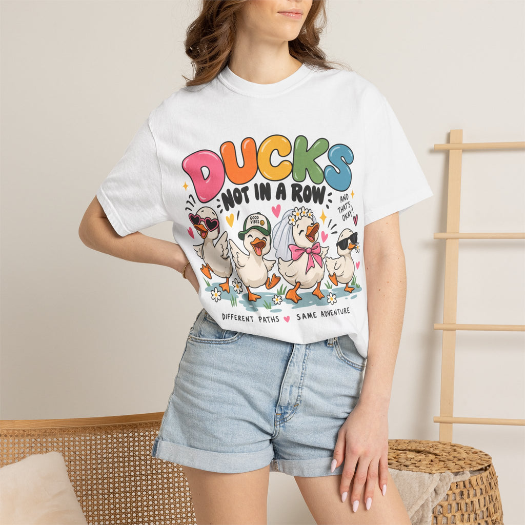 Ducks Not In A Row tee | Cute Duck Illustration T-Shirt, Different Paths Same Adventure