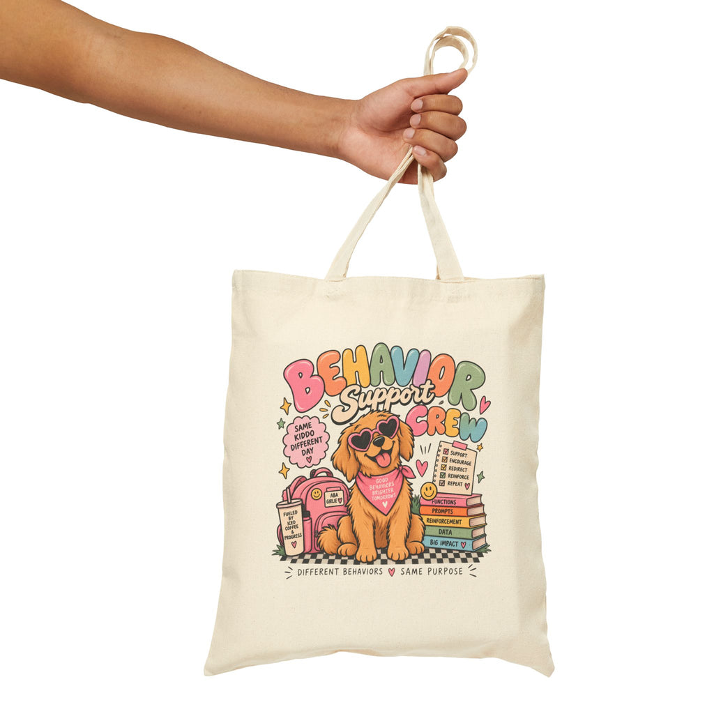 Behavior Support Crew Tote Bag | Therapy Dog Design, School Counseling Supplies