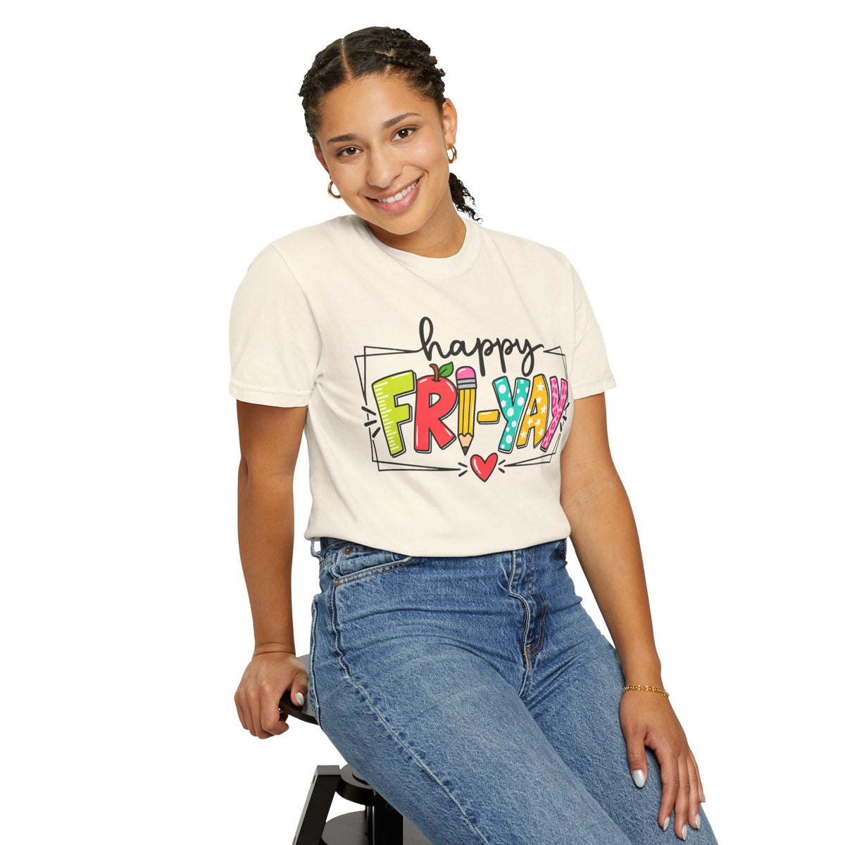 Happy Fri-yay Colorful Graphic T-shirt | Cute Friday Celebration Tee
