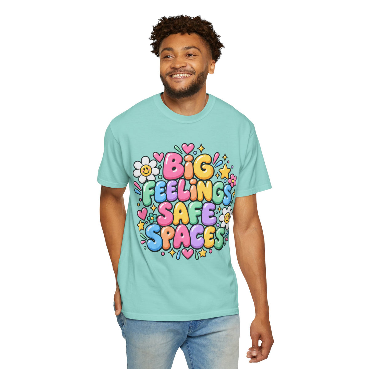 Big Feelings Safe Spaces T-shirt | Pastel Cute Floral Typography