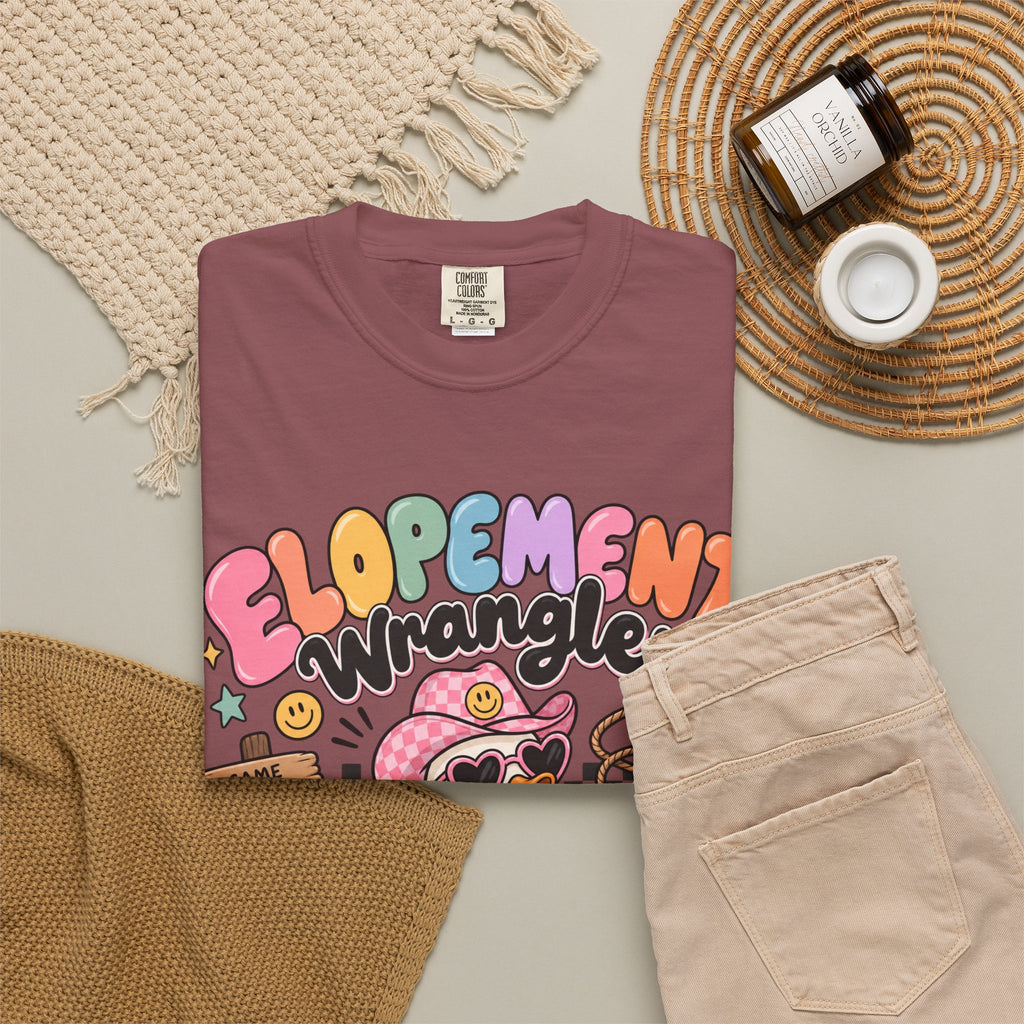 Elopement T-shirt | Cute Cowboy Sloth Illustration, Western Floral Tee