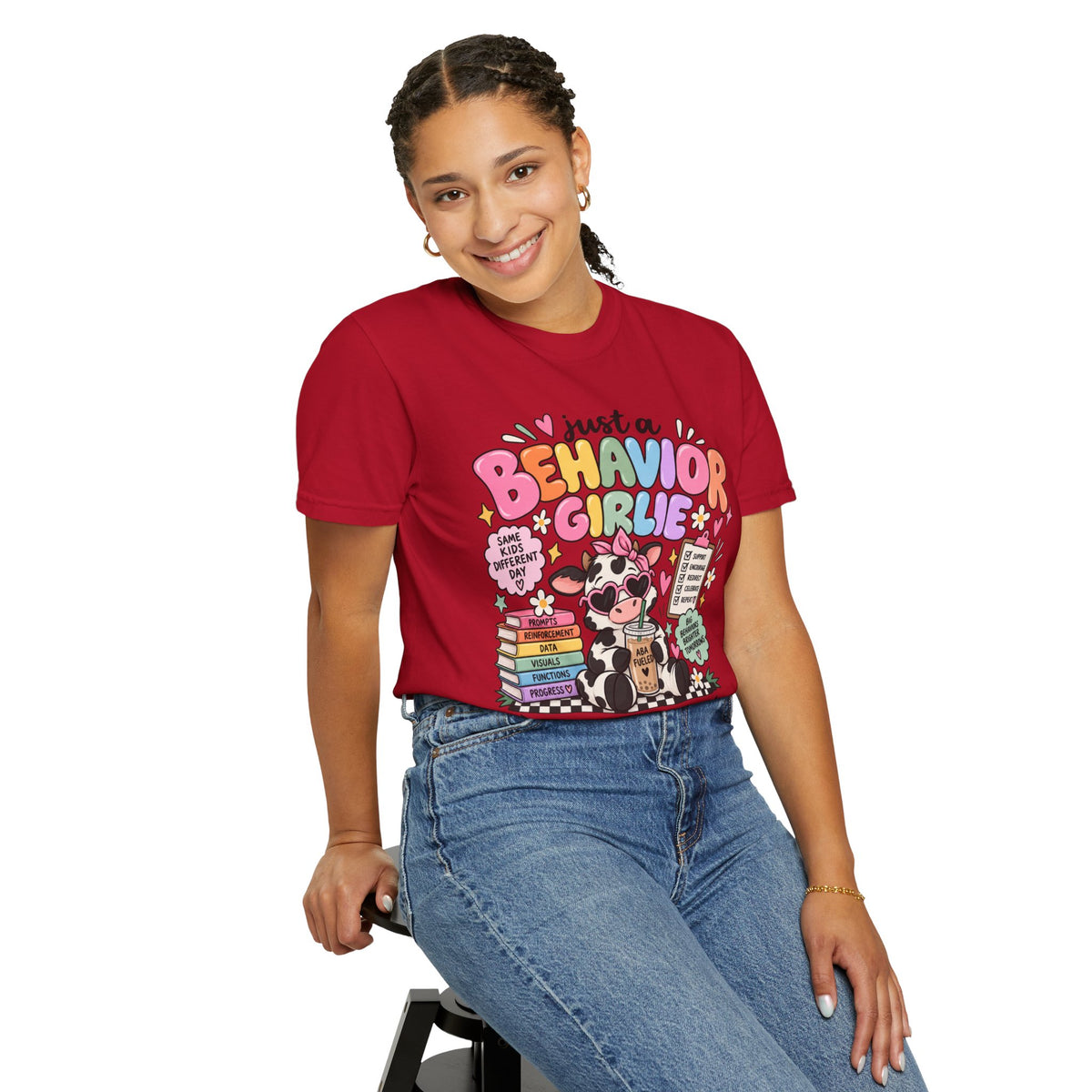 Just a Behavior Girl T-shirt | Cute Cow Therapist Illustration