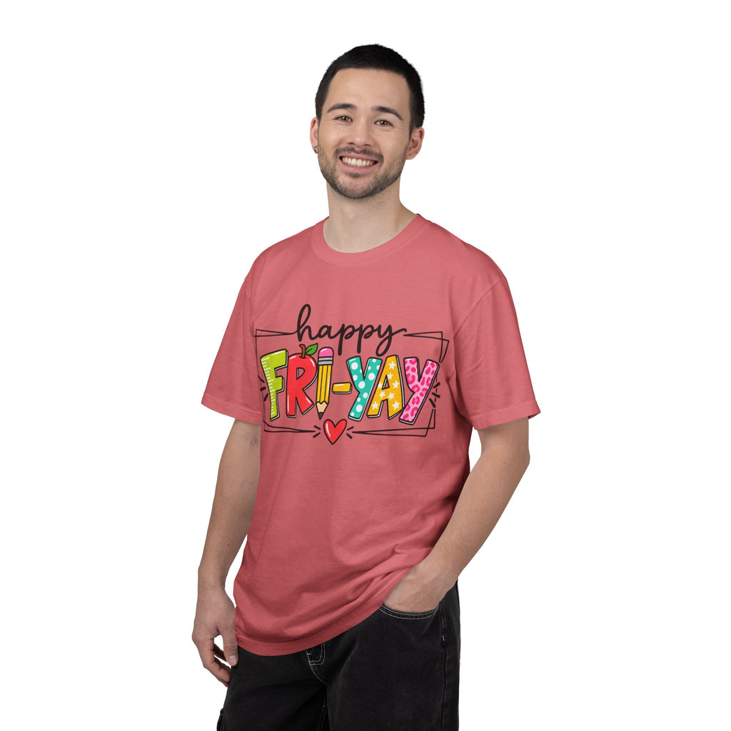 Happy Fri-yay Colorful Graphic T-shirt | Cute Friday Celebration Tee