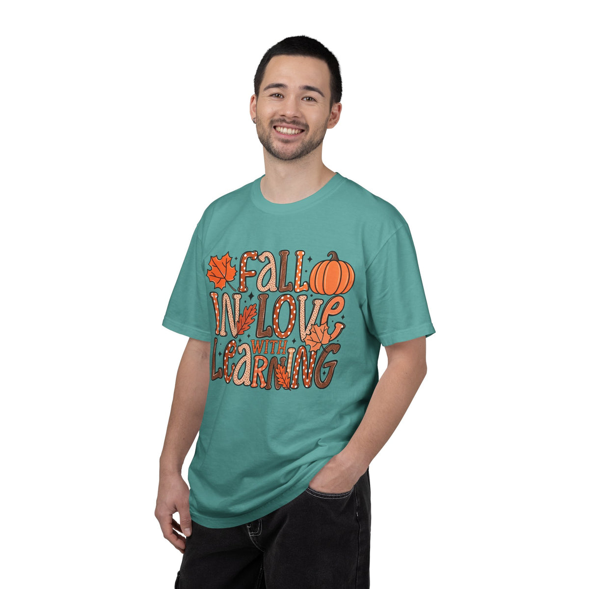Fall in Love with Learning T-Shirt | Teacher Autumn Pumpkin Leaves