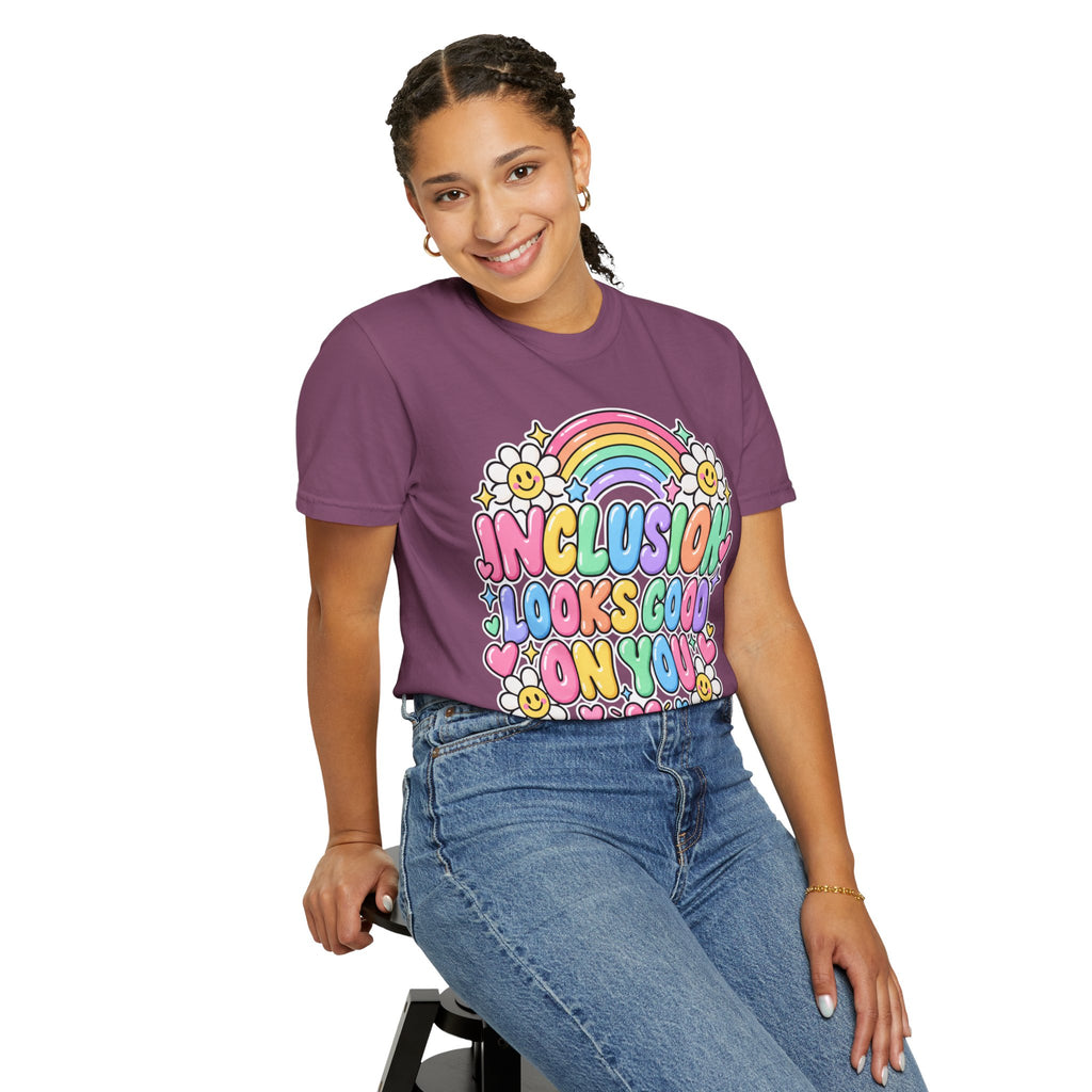 Inclusion Looks Good On You T-Shirt | Rainbow Smiles Graphic Tee