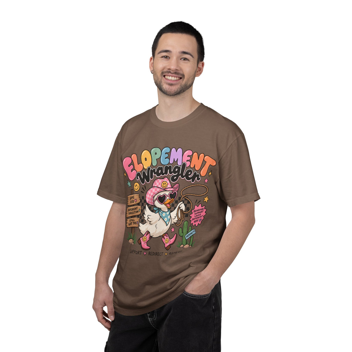 Elopement T-shirt | Cute Cowboy Sloth Illustration, Western Floral Tee