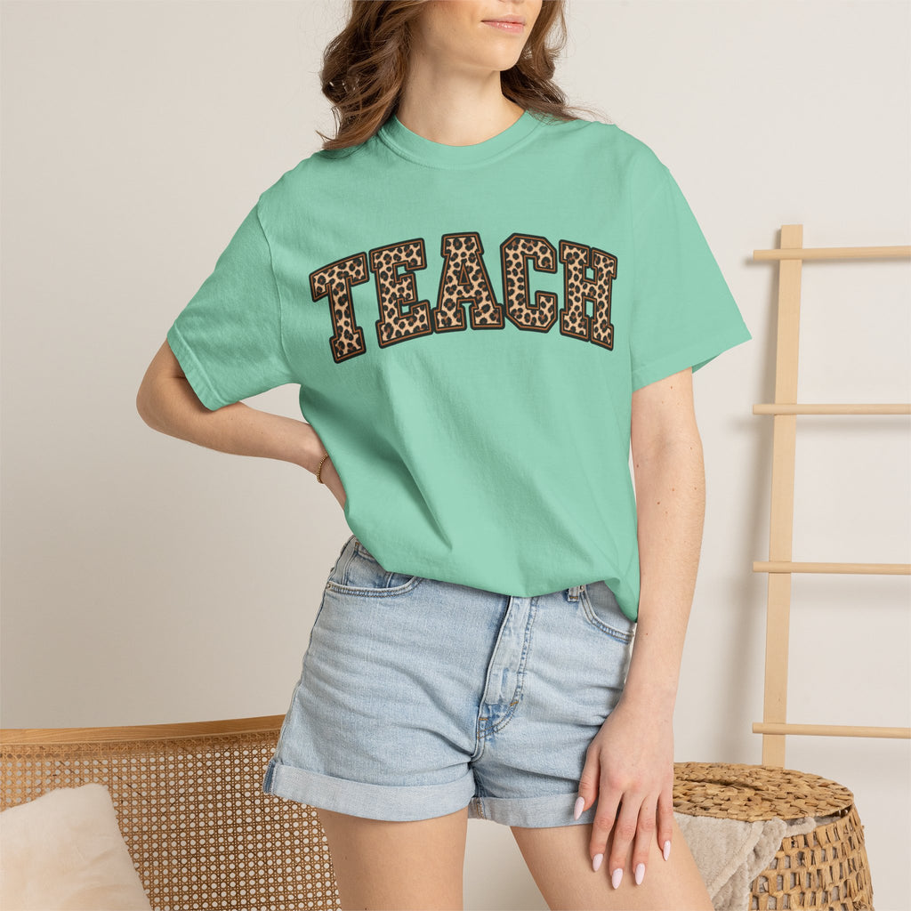 Leopard Print TEACH T-Shirt | Teacher Shirt, Animal Print Typography