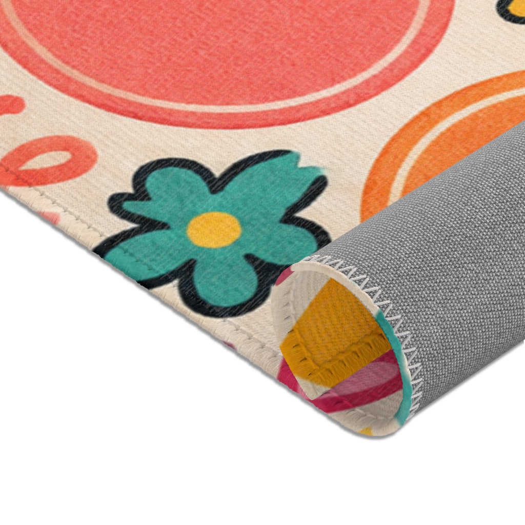 Colorful Rainbow Dots Playful Pattern Area Rug | Kids Nursery Decor