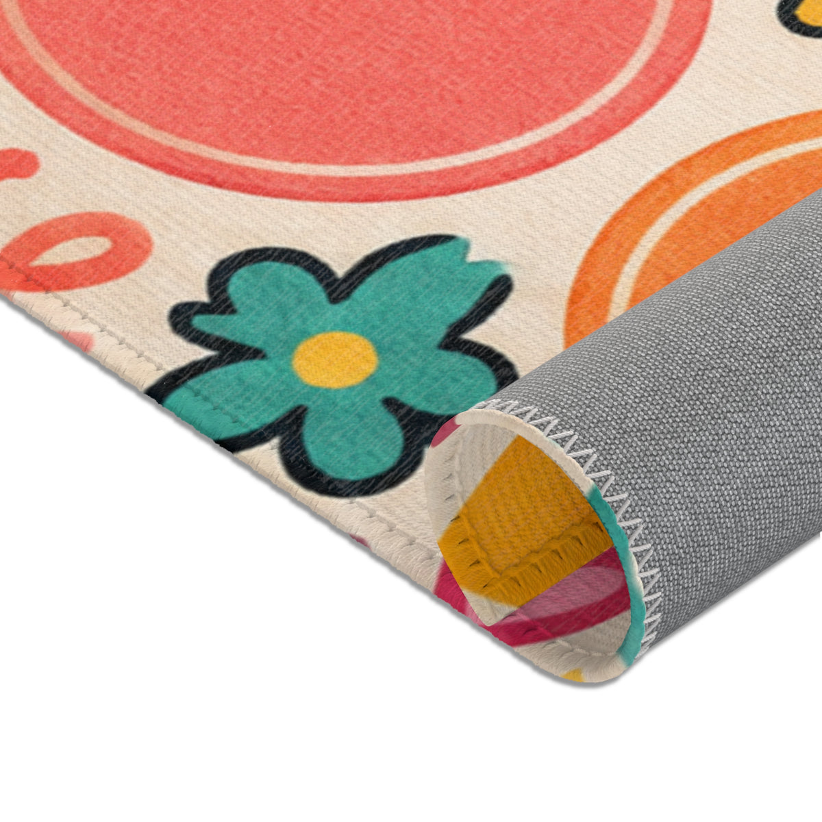Colorful Rainbow Dots Playful Pattern Area Rug | Kids Nursery Decor