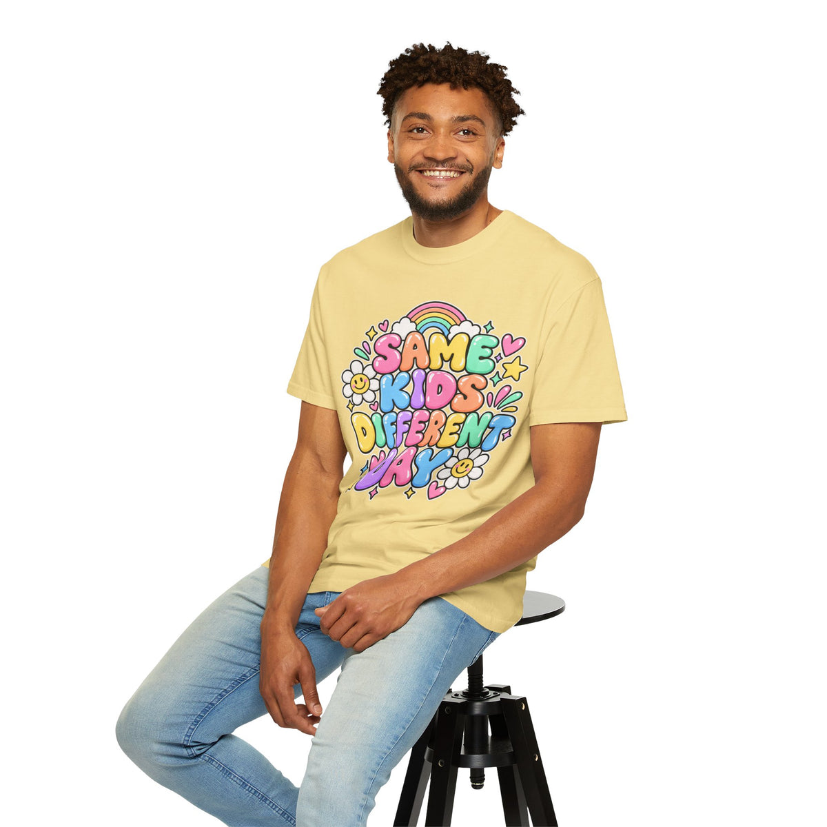 Same Kids Different Day T-shirt | Retro Rainbow Floral Typography