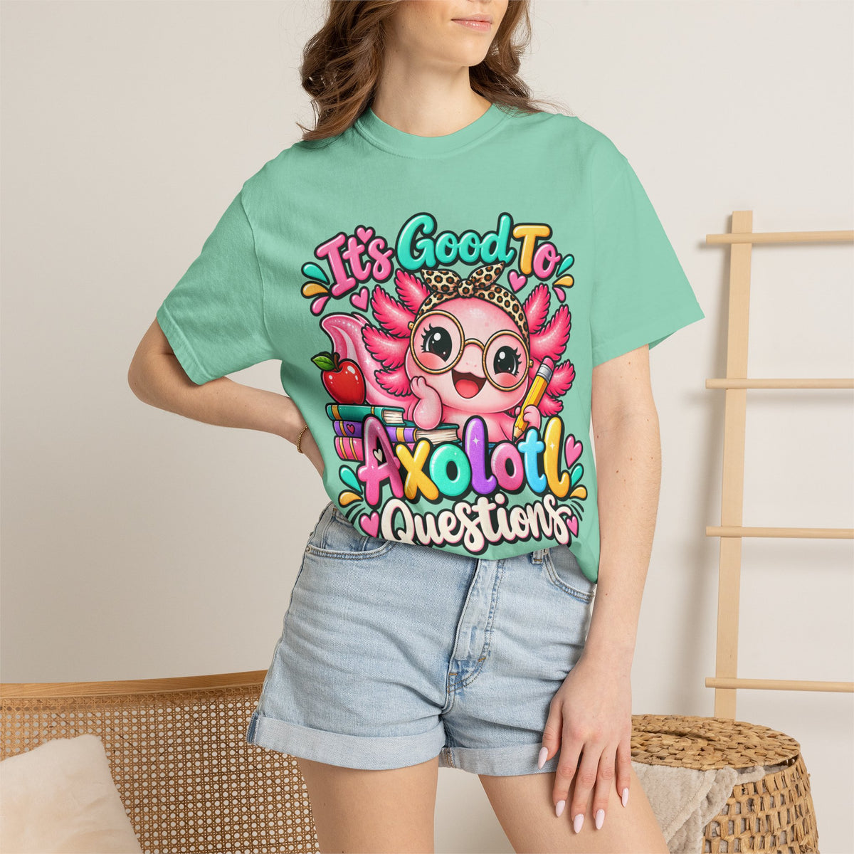 It's Good To Axolotl Questions Brenda Tee | Cute Axolotl Cartoon, Colorful Study Design