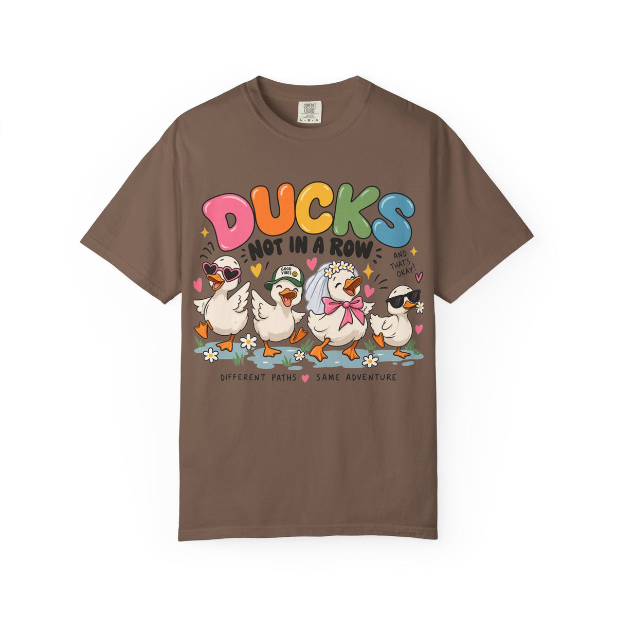 Ducks Not In A Row tee | Cute Duck Illustration T-Shirt, Different Paths Same Adventure