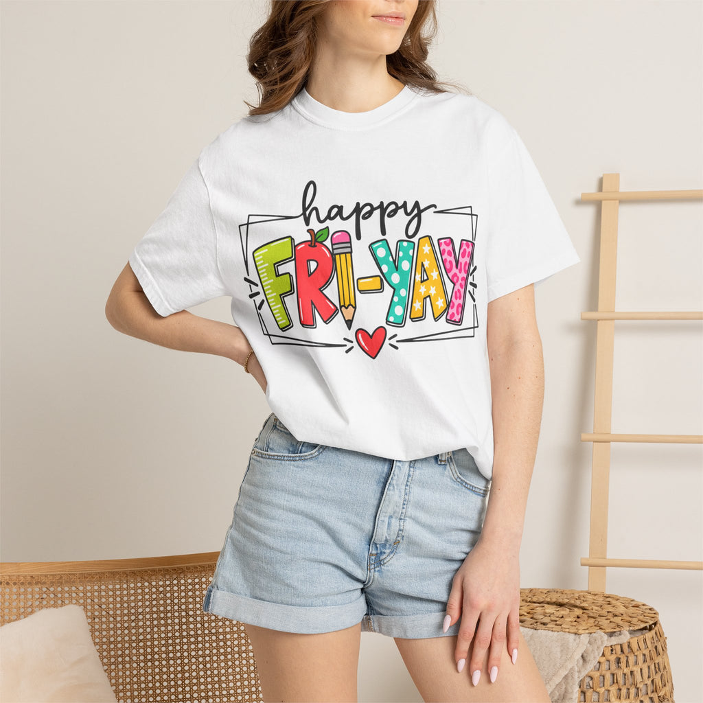 Happy Fri-yay Colorful Graphic T-shirt | Cute Friday Celebration Tee