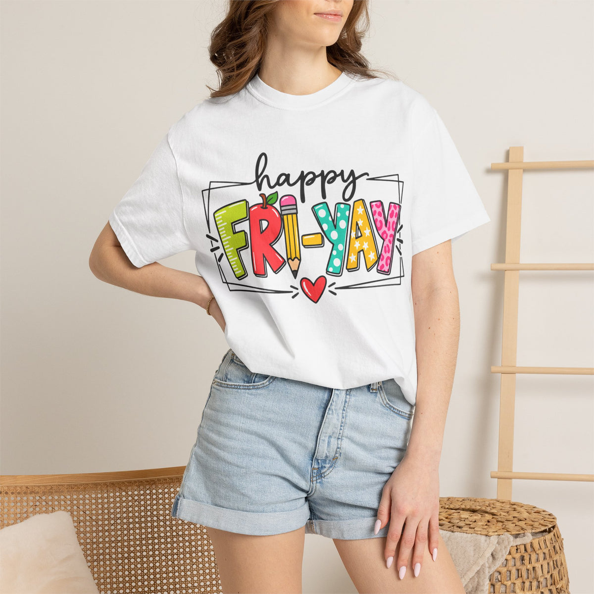Happy Fri-yay Colorful Graphic T-shirt | Cute Friday Celebration Tee