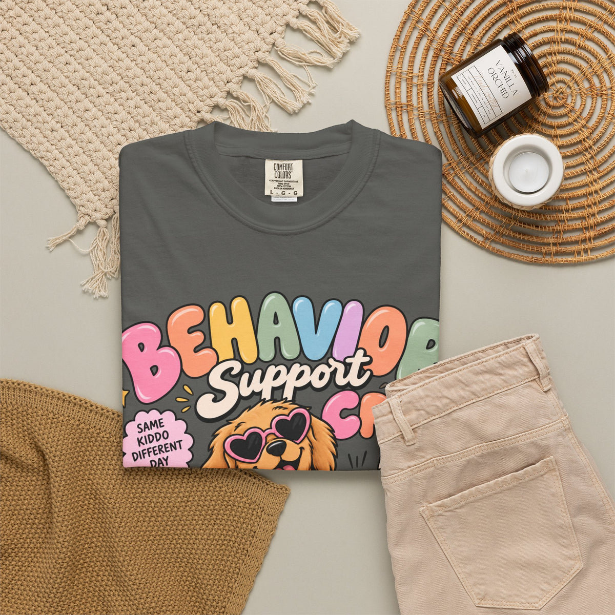 Behavior Support Crew T-shirt | Golden Retriever School Therapy Design